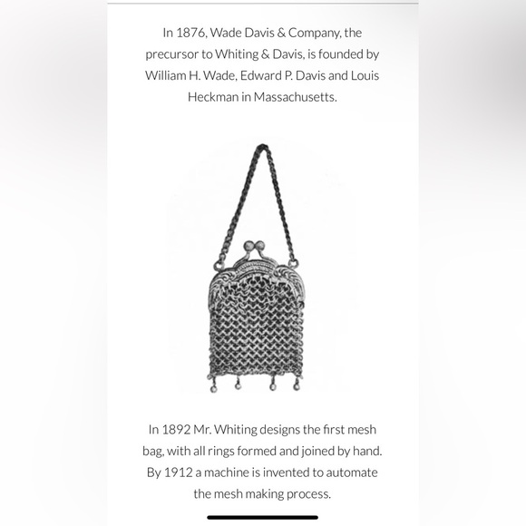 WHITING & DAVIS Vintage Mesh-Metal Chain-mail Crossbody Bag - Picture 12 of 14